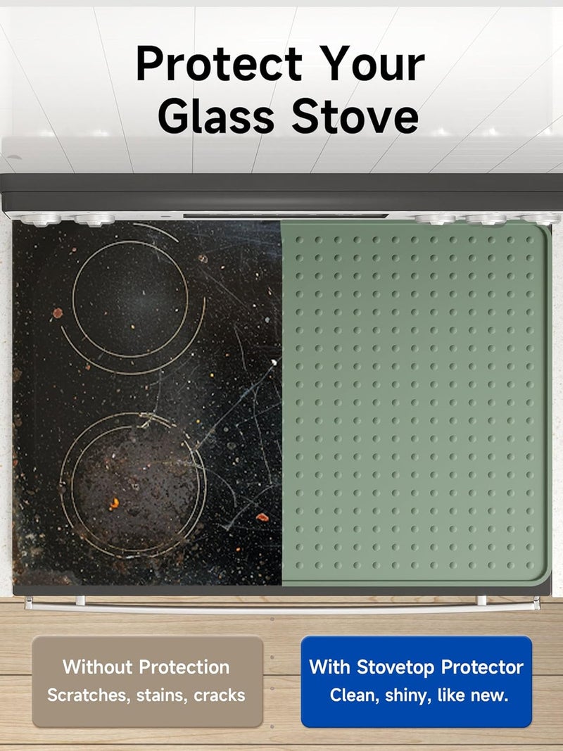 Bampanda Silicone Stove Top Cover for Electric Stove, Glass Stove Top Protector, Stovetop Cover Mat for Cooktop, Flat Range Cover, Oven Top Protector, Coffee Bar Mat, 28 x 20 in, Green - Image 5